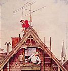 Norman Rockwell New Television Antenna painting